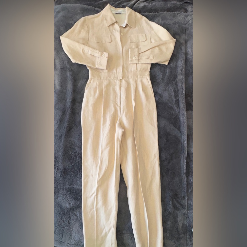 NWT Sandro Paris beige jumpsuit $525 size 38